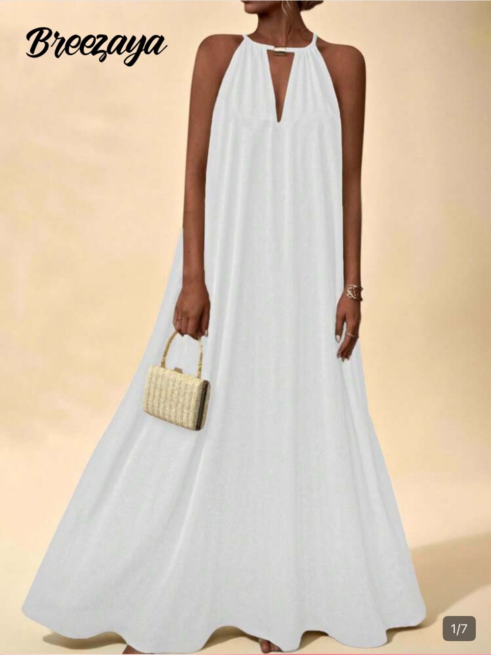 White Halter Maxi Dress
